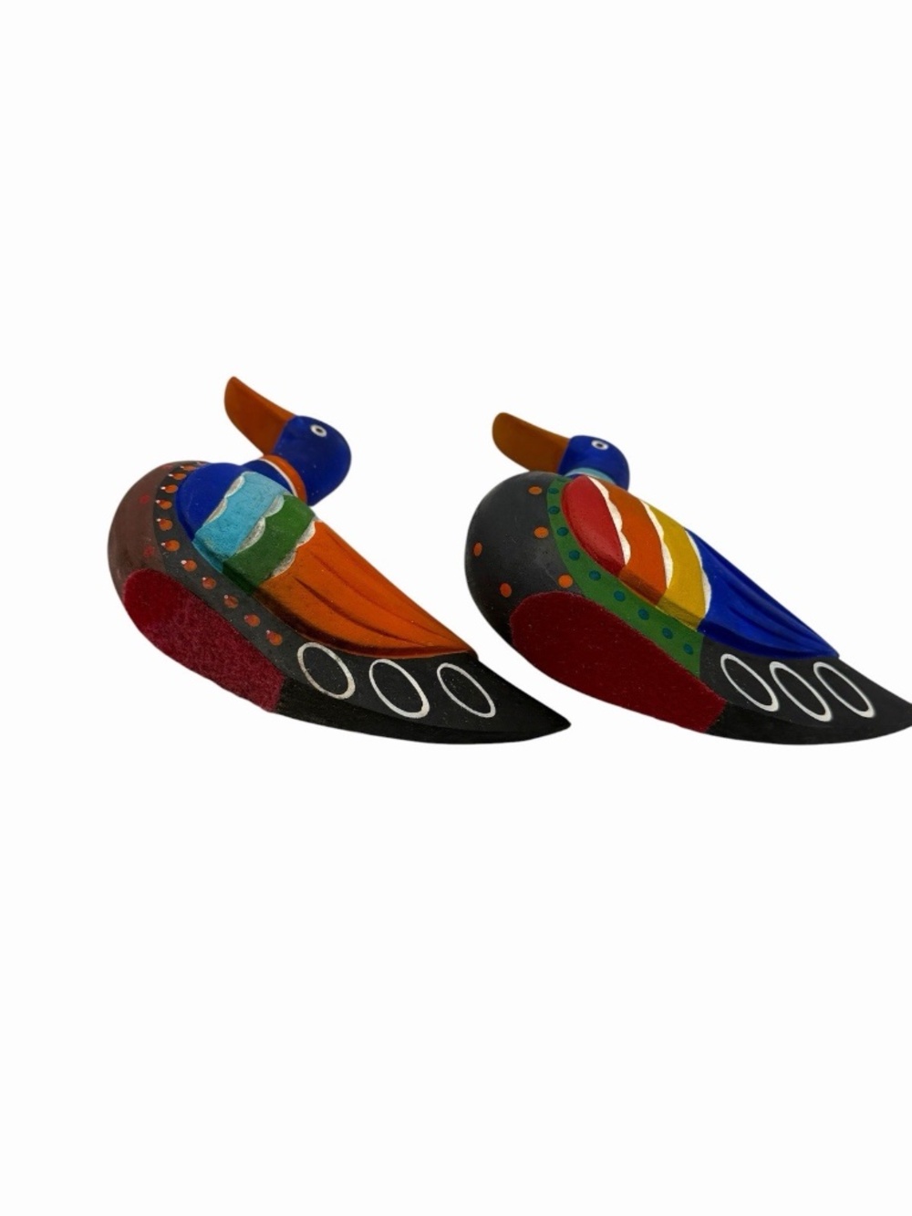 Hand Painted Wooden Duck Pair Figurines Folk Art Decor Wedding Ducks Set of 2 - Picture 14 of 16